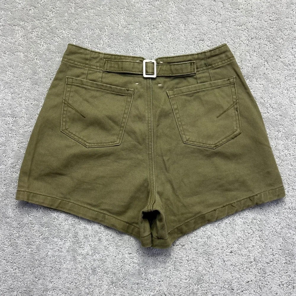 HABITUAL Girl Shorts Womens 14 Green Cotton Twill‎ Utility Cinch Back High Waist